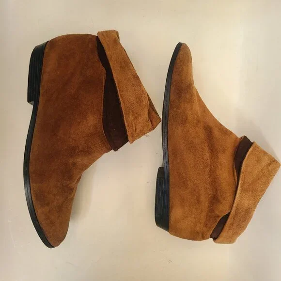 Vtg 80s 90s Impo Brown Ankle Slouch Boots 8 Boho Retro Robin Hood - Picture 6 of 16